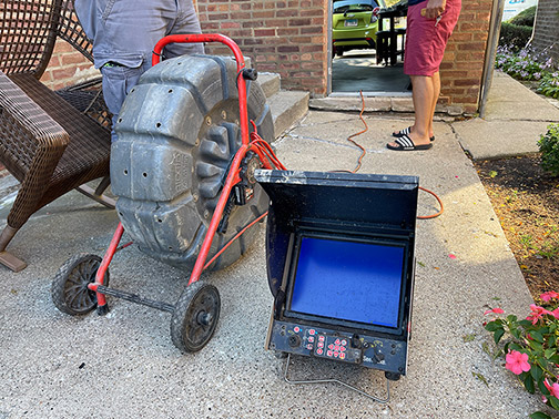 a professional sewer camera inspection taking place