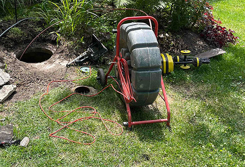 a sewer camera inspection taking place